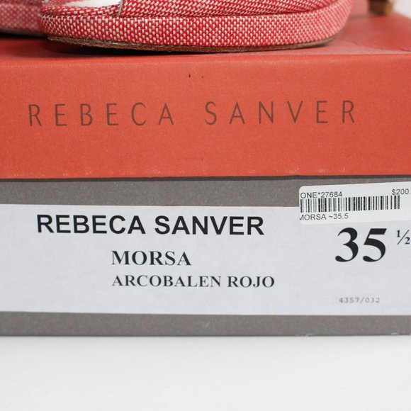 Sandales Rebeca Sanver Cuir Et Bois Orange Foncé Taille 36 - Talon 2-7 Cm, Fabriqué En Espagne | Occasion Très Bon état